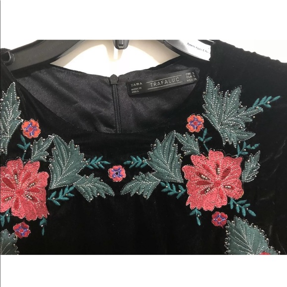 Zara floral beaded embroidery velvet dress - Picture 3 of 6